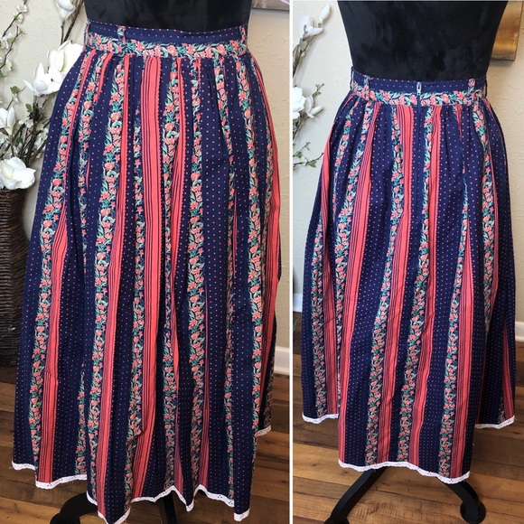 Vintage Original Alpen Trachten Boho Skirt 36 - Picture 1 of 9